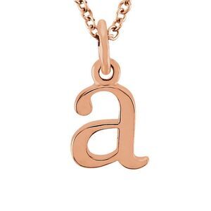 The Abbey Lower Case Initial 'a' Necklace in 14k Rose Gold, 16 Inch